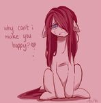  &lt;/3 blue_eyes crying dialog equine female feral friendship_is_magic hair hair_over_eye half-closed_eyes horse laceymod looking_at_viewer mammal my_little_pony pink_background pink_hair pinkamena_(mlp) pinkie_pie_(mlp) plain_background pony sad signature sitting solo tears text 