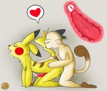  anal anal_penetration anthro claws cum cum_inside cum_while_penetrated doggystyle duo erection eyes_closed from_behind gay hands-free internal licking male meowth nintendo nude orgasm penetration penis pikachu plain_background pok&#233;mon pok&eacute;mon sex the_little_monkey_king tongue tongue_out video_games white_background 