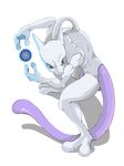  blue_eyes energy_ball gen_1_pokemon mewtwo muscle no_humans pokemon pokemon_(creature) powering_up solo tail 