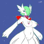  &lt;3 anthro anthrofied big_breasts blue_eyes breasts collar dreikaze female fran_(rakihiro) gardevoir hair hi_res mega_evolution mega_gardevoir navel nintendo nipple_piercing nipples nude piercing pok&#233;mon pok&#233;morph pok&eacute;mon pok&eacute;morph pose pussy rakihiro solo video_games 