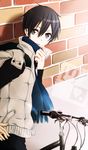  bicycle black_eyes black_hair ground_vehicle jacket kirito male_focus md5_mismatch short_hair sword_art_online tsukimori_usako 