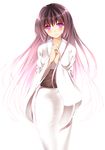  bad_id bad_pixiv_id blush brown_hair gradient_hair hands_clasped haori_iori japanese_clothes kimono multicolored_hair obi original own_hands_together pink_eyes pink_hair sash solo standing 