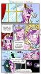 absurd_res brush canterlot comic crown cutie_mark dialog english_text equine fangs female feral friendship_is_magic green_eyes green_hair hair hi_res holes horn horse long_hair makeup makup mammal multi-colored_hair my_little_pony necklace pony princess_cadance_(mlp) princess_cadnce_(mlp) purple_eyes queen_chrysalis_(mlp) redapropos text transformation 