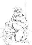  balls big_penis body_hair bovine cattle chubby cum cum_on_self erection hairy happy_trail horn kneeling male mammal messy minotaur monochrome musclegut muscles nipple_stimulation nude penis penis_milking pubes retracted_foreskin rockblackhorn shadowfenris solo tongue tongue_out uncut 