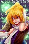  angry arm_warmers blonde_hair green_eyes minami_koyogi mizuhashi_parsee pointy_ears scarf short_hair solo touhou 