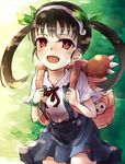  asari_(23feline23) backpack bag bakemonogatari black_hair hachikuji_mayoi hairband highres long_hair monogatari_(series) onimonogatari red_eyes twintails 