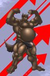  anthro belly biceps big_muscles bulge canine chubby clothing flexing fur hair male mammal musclegut muscles nipples pecs pose reclamon smile solo standing topless underwear wolf 