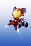  armor cute devil_hs fluffy_tail flying iron_man mammal raccoon solo weapon 