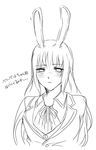  1girl animal_ears blazer blush bunny_ears bust long_hair looking_at_viewer monochrome pixiv_manga_sample rwby sad school_uniform sketch tears translation_request upper_body velvet_scarlatina white_background 