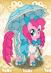  bonniepink bow clothed clothing cute dress equine female feral food friendship_is_magic frilly fur hair horse long_hair mammal muffin my_little_pony parasol pink_fur pink_hair pinkie_pie_(mlp) pony shoes smile solo umbrella umbriel 