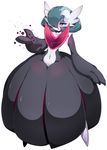  bad_id bad_tumblr_id eyeshadow gardevoir gen_3_pokemon green_hair half-closed_eyes highres makeup mega_gardevoir mega_pokemon navel navel_piercing no_humans piercing pokemon pokemon_(creature) red_eyes shiny_pokemon short_hair slugbox solo 