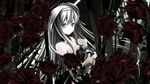  blue_eyes flowers goth-loli gray_hair lolita_fashion makita_makino original rose 