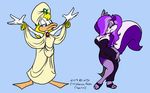  anthro avian big_breasts bird breasts cleavage clothed clothing dress duck eric_schwartz female fifi_la_fume mammal shirley_the_loon skunk tiny_toon_adventures tiny_toons warner_brothers 