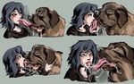  canine dog drooling extreme_french_kiss female feral french_kissing human interspecies kissing mammal saliva slobber tongue ungulatr 