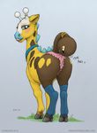  alternate_color blue_eyes blush drooling ecmajor female girafarig giraffe legwear licking licking_lips mammal nintendo panties plain_background pok&#233;mon pok&eacute;mon saliva shiny_pok&#233;mon shiny_pokemon solo stockings tongue tongue_out underwear video_games yellow_eyes 