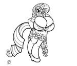  anthro badgerben big_breasts breasts cleavage clothed clothing cutie_mark dress equine female friendship_is_magic horn horse huge_breasts hyper hyper_breasts looking_at_viewer mammal mask monochrome my_little_pony pony rarity_(mlp) smile solo unicorn 