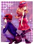  1boy 1girl black_hair blonde_hair calem_(pokemon) calme_(pokemon) kash-phia long_hair nintendo pokemon pokemon_(game) pokemon_xy serena_(pokemon) 