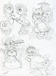  bonbon_(mlp) chubby comic cookie duo equine feral food friendship_is_magic horse hyper_belly laugh lyra_(mlp) lyra_heartstrings_(mlp) mammal monochrome my_little_pony pie plain_background pony purplekecleon stuffing weight_gain 