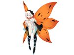  anthropomorphism blue_eyes breasts cleavage daive fairy nude pointed_ears pokemon volcarona white white_hair wings 