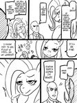  2013 anonymous black_and_white blush clothing comic dialog duo english_text equine eyes_closed female feral fluttershy_(mlp) friendship_is_magic hair half-closed_eyes horse human long_hair male mammal monochrome my_little_pony pegasus pony text wings 