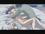  1girl animated animated_gif bed breast_grab grabbing kuroda_hikari lying nude school_days 