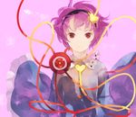  hairband heart highres komeiji_satori long_sleeves looking_at_viewer purple_hair red_eyes shihou_(g-o-s) shirt solo third_eye touhou upper_body wide_sleeves 