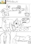  anus applebuck_(comics) applejack_(mlp) big_macintosh_(mlp) comic cutie_mark dialog english_text equine female friendship_is_magic horse jbond male mammal monochrome my_little_pony penis pony pussy sketch straight text 