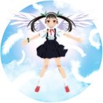  bad_id bad_pixiv_id black_hair hachikuji_mayoi hairband long_hair monogatari_(series) onimonogatari outstretched_arms red_eyes spread_arms tears twintails wanco wings 