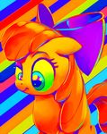  apple_bloom_(mlp) blue_eyes bow colors equine female friendship_is_magic gsphere hair horse mammal my_little_pony orange_hair pony saturated solo trippy 