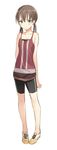  :/ bad_id bad_pixiv_id bike_shorts blush brown_hair full_body gan_(shanimuni) green_eyes highres long_hair low_twintails no_socks original shoes simple_background sneakers solo tank_top twintails white_background 