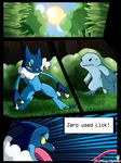  angry battle blue_body comic forest frogadier nintendo outside pok&#233;mon pok&eacute;mon quagsire redimplight scratch tongue tree video_games 