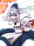  hat japanese_clothes kuon_yashiro mononobe_no_futo open_mouth ponytail short_hair silver_hair skirt smile solo tate_eboshi touhou 