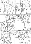  anus big_macintosh_(mlp) comic cutie_mark dialog english_text equine female fluttershy_(mlp) friendship_is_magic horse jbond male mammal monochrome my_little_pony penis pony pussy sketch straight text 