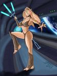  anthro bikini clothed clothing female grriva gungan lightsaber plantigrade polearm solo standing star_wars swimsuit trident weapon 