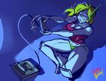  blonde_hair bottomless breasts cave_story cleavage clothed clothing curly_brace eyes_closed female hair kenno_arkkan machine mechanical panties robot shirt sitting snes solo tank_top underwear video_games 