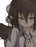  brown_hair expressionless hat kumo_(atm) looking_at_viewer open_mouth pointy_ears red_eyes shaded_face shameimaru_aya short_hair solo tokin_hat touhou wings 