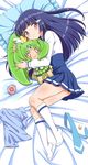  :3 aoki_reika bed bed_sheet bike_shorts blue_eyes blue_hair blue_shirt blue_skirt blush boots chibi cure_march eyelashes frilled_pillow frills green_hair green_skirt hair_ornament hairclip happy kuga_yoshito long_hair looking_at_viewer lying magical_girl midorikawa_nao multiple_girls nanairogaoka_middle_school_uniform necktie pillow ponytail precure school_uniform shirt shorts shorts_under_skirt skirt smile smile_precure! socks tri_tails undressing very_long_hair wrist_cuffs 