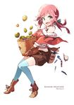  :d bad_id bad_pixiv_id basket belt boots bottle character_name english food fruit green_eyes hair_ribbon highres open_mouth original pemu pink_hair ponytail pouch ribbon shorts sidelocks simple_background smile solo thighhighs vial white_background 