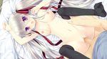  blush breasts censored game_cg gangsta_republica gray_hair long_hair miyasu_risa nipples nude penis purple_eyes pussy rindou_misogi sex thighhighs twintails wet whitesoft 