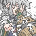  grey_hair in_the_face kureha_mitsushige long_hair mononobe_no_futo pop-up_pirate punching touhou toy 