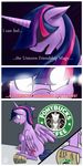  caffeine coffee cup dialog ear_tuft english_text equine female friendship_is_magic fur glowing glowing_eyes hair horn horse latte mammal messy_hair multi-colored_hair my_little_pony pony purple_eyes purple_hair solo starbucks text tlatophat tuft twilight_sparkle_(mlp) twitch twitching white_eyes winged_unicorn wings 