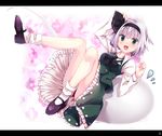  dress gray_hair green_eyes konpaku_youmu niwashi_(yuyu) ribbons short_hair socks touhou 