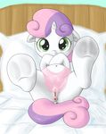  bed butt cub equine female feral friendship_is_magic horn horse looking_at_viewer lying mammal my_little_pony on_back pony pussy shoroch solo spread_legs spreading sweetie_belle_(mlp) unicorn young 