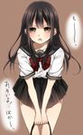  black_hair brown_eyes highres long_hair original school_uniform serafuku skirt solo yamasuta 