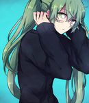 bandaid green_eyes green_hair hatsune_miku long_hair ringomaru rolling_girl_(vocaloid) solo twintails vocaloid 