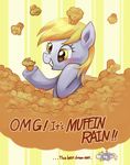  amy30535 blonde_hair blush cutie_makr derpy_hooves_(mlp) dialog dream english_text equine female food friendship_is_magic hair horse mammal muffin my_little_pony pony smile solo text yellow_eyes 