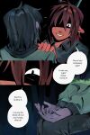 2025 2:3 absurd_res ambiguous_gender ambiguous_human anthro biped black_background brown_body brown_fur brown_hair clothed clothing color_contrast comic cool_colors creepy_face creepy_smile december_holiday deer deltarune dialogue digital_drawing_(artwork) digital_media_(artwork) duo english_text female female_anthro fur goomyloid hair hair_over_eye hand_on_shoulder hi_res human kris_dreemurr lightner mammal new_world_deer simple_background smile snout snowgrave speech_bubble talking_to_another tan_body tan_skin text undertale_(series)