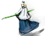  bad_id bad_pixiv_id bamboo blonde_hair blue_eyes polearm ribbon shanghai_doll solo spear touhou un-known_(ninesix) weapon 