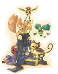  ahoge animal artist_request blonde_hair creature emil_castagnier green_eyes male_focus scarf smile tales_of_(series) tales_of_symphonia tales_of_symphonia_knight_of_ratatosk white_background 