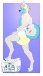 9:16 absurd_res abuniverse anthro blush bodily_fluids canid canine canis clothed clothing dax_(sometimesdecent) diaper diaper_only fox genital_fluids hi_res hybrid male mammal paws peekabu shy solo standing topless unclean_diaper urine used_diaper watersports wearing_diaper wet_diaper wolf wolfen2